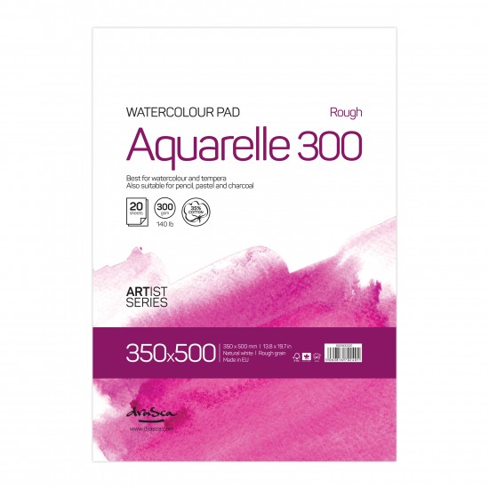 'Aquarelle Rough 300' лепен 35*50 cm 20 листа натурално бял картон 300 g 35% памук