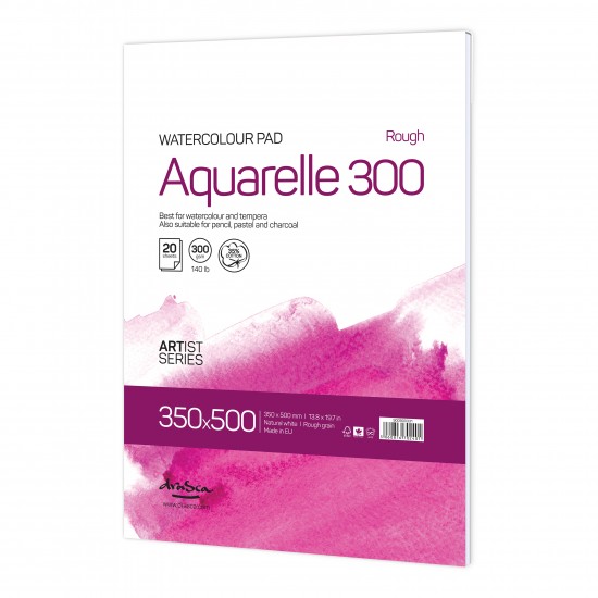 'Aquarelle Rough 300' лепен 35*50 cm 20 листа натурално бял картон 300 g 35% памук