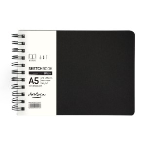 'Black' A5 пейзаж 80л, черна хартия 90 g