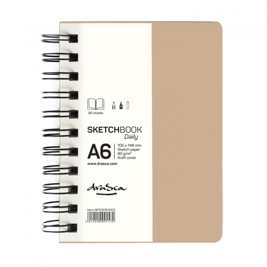 'Daily sketchbook' A6 портрет 80л крафт корица, кремава хартия 80 g