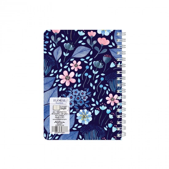 тефтерче Floral Notes спирала А6, 80 листа редове, Красотата на нощта