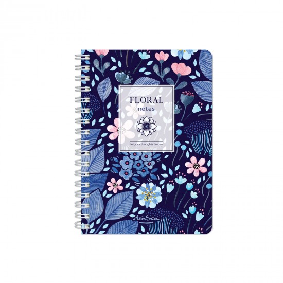 тефтерче Floral Notes спирала А6, 80 листа редове, Красотата на нощта