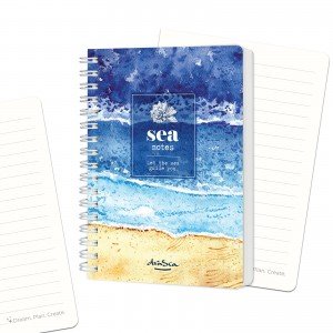 тефтерче Sea Notes спирала А6, 80 листа редове, Морски бряг