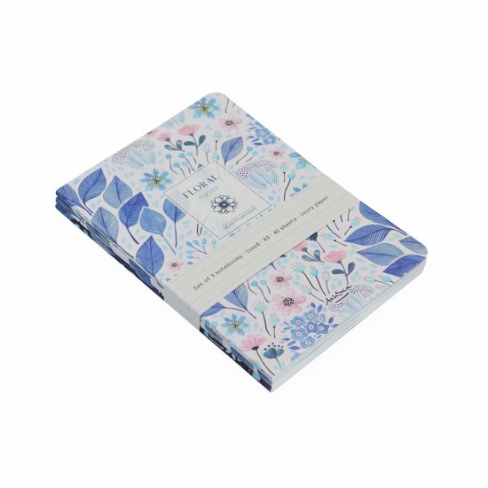 комплект 3 тетрадки Floral Notes A5, 40 листа, редове