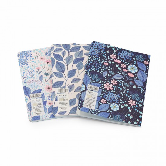 комплект 3 тетрадки Floral Notes A5, 40 листа, редове