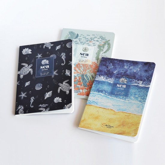 комплект 3 тетрадки Sea Notes A5, 40 листа, редове