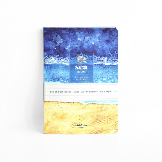комплект 3 тетрадки Sea Notes A5, 40 листа, редове