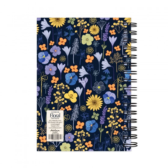 тефтерче Floral harmony 80 гр. 120 листа A5 (14.8*21 cm), черен фон