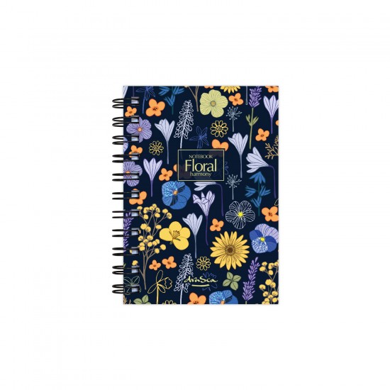 тефтерче Floral harmony 80 гр. 120 листа A6 (10.5*14.8 cm), черен фон
