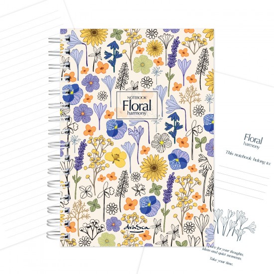 тефтерче Floral harmony 80 гр. 120 листа A5 (14.8*21 cm), бял фон