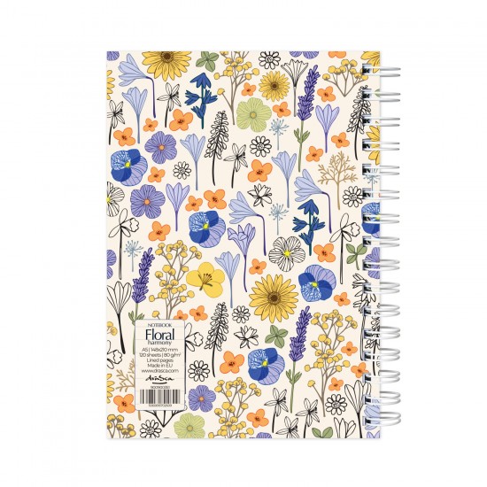 тефтерче Floral harmony 80 гр. 120 листа A5 (14.8*21 cm), бял фон
