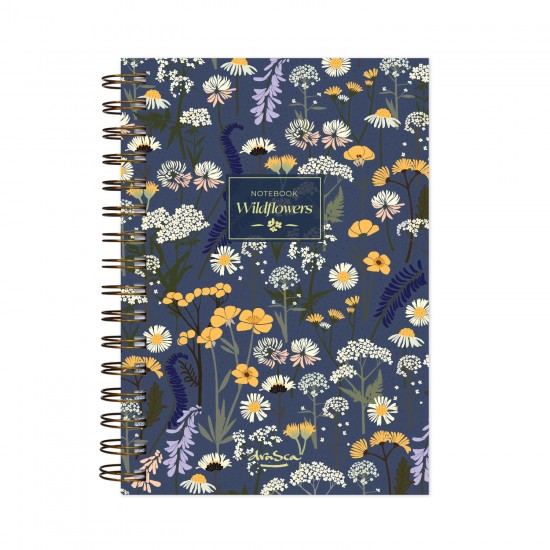 тефтерче Wildflowers 80 гр. 120 листа A5 (14.8*21 cm), син фон