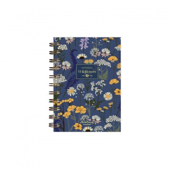 тефтерче Wildflowers 80 гр. 120 листа A6 (10.5*14.8 cm), син фон
