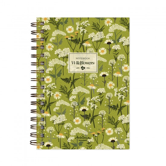 тефтерче Wildflowers 80 гр. 120 листа A5 (14.8*21 cm), зелен фон