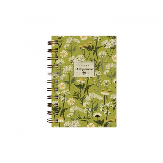 тефтерче Wildflowers 80 гр. 120 листа A6 (10.5*14.8 cm), зелен фон