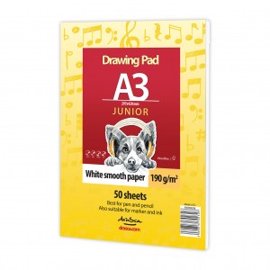 скицник Drawing pad Junior лепен 190g, 50 листа, А3 (29.7*42 cm)