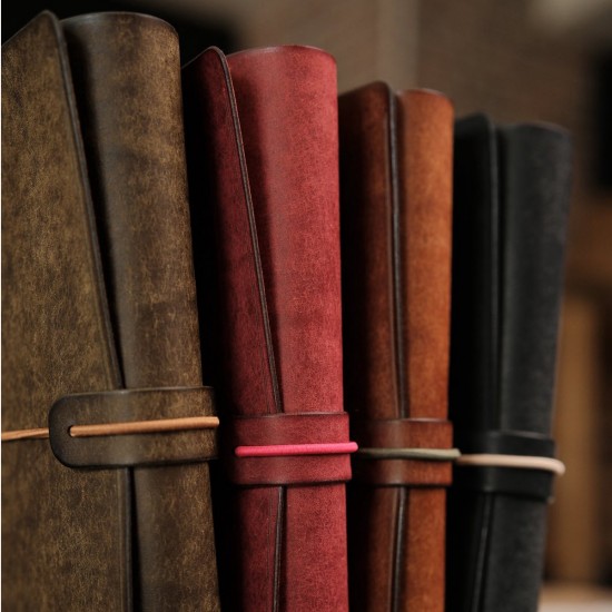 Notebook Skin комплект A5 - тетрадки Open Notes Mix 3 броя + Leather Wrap, Тундра