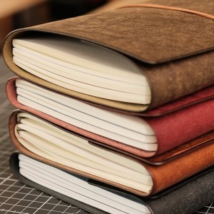 Notebook Skin комплект A5 - тетрадки Open Notes Mix 3 броя + Leather Wrap, Тундра
