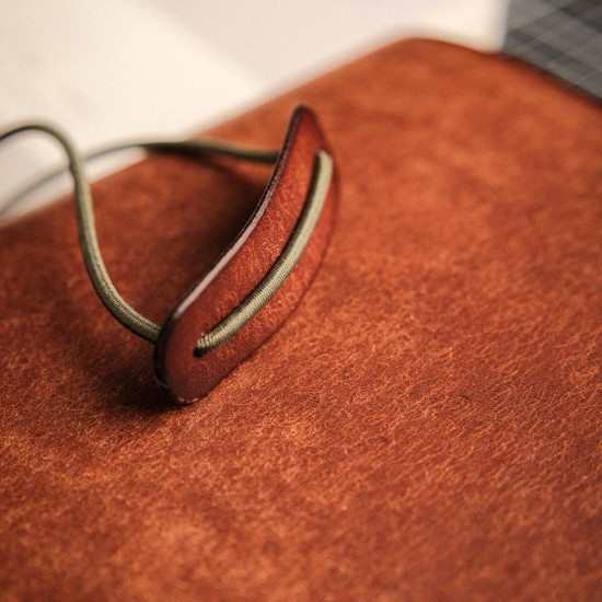 Notebook Skin комплект A5 - тетрадки Open Notes Mix 3 броя + Leather Wrap, Орех