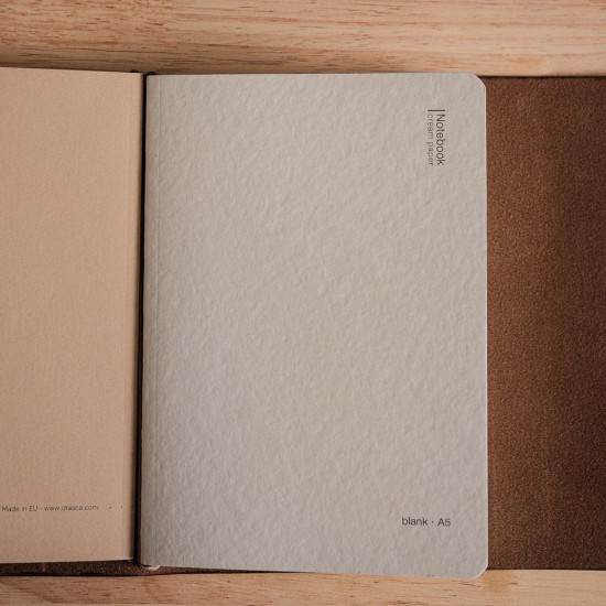 Notebook Skin комплект A5 - тетрадки Open Notes Mix 3 броя + Leather Wrap, Орех