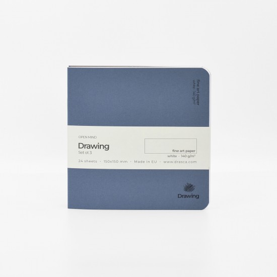 комплект 3 скицника Open Mind Drawing, white paper 140g 24 листа, 15*15 cm