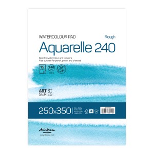 'Aquarelle Rough 240' лепен 25*35 cm, 15 листа бял картон 240 g 20% памук