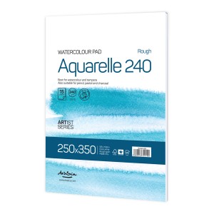 'Aquarelle Rough 240' лепен 25*35 cm, 15 листа бял картон 240 g 20% памук