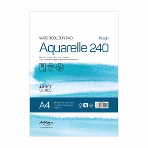 'Aquarelle Rough 240' лепен A4 (21*29.7 cm) 15 листа бял картон 240 g 20% памук