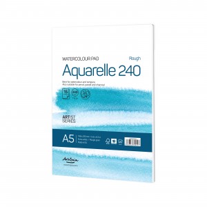 'Aquarelle Rough 240' лепен A5 (14.8*21 cm) 15 листа бял картон 240 g 20% памук