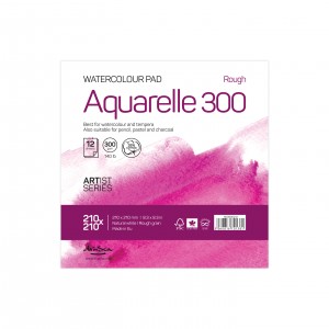 'Aquarelle Rough 300' лепен 21*21 cm 12 листа натурално бял картон 300 g 35% памук