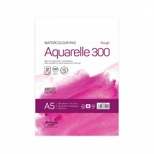 'Aquarelle Rough 300' лепен A5 (14.8*21 cm) 12 листа натурално бял картон 300 g 35% памук
