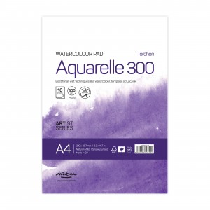 'Aquarelle Torchon 300' лепен A4 (21*29.7 cm) 10 листа натурално бял картон 300 g 60% памук