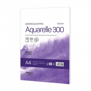 'Aquarelle Torchon 300' лепен A4 (21*29.7 cm) 10 листа натурално бял картон 300 g 60% памук