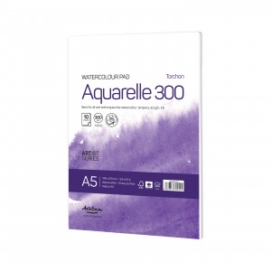 'Aquarelle Torchon 300' лепен A5 (14.8*21 cm) 10 листа натурално бял картон 300 g 60% памук