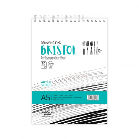 'Bristol Drawing Pad' спирала A5 (14.8*21 cm) 20 листа бял картон 200 g