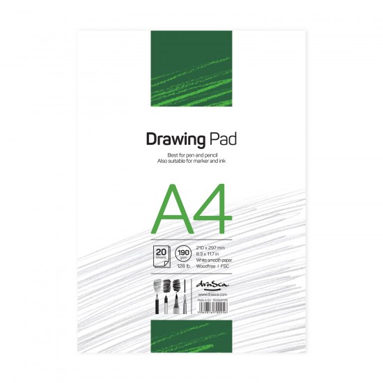 'Drawing Pad' лепен A4 (21*29.7 cm) 20 листа бял картон 190 g