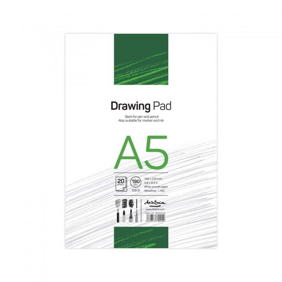 'Drawing Pad' лепен A5 (14.8*21 cm) 20 листа бял картон 190 g