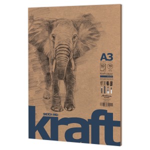 'Elephant Sketch Pad Kraft' лепен A3 (29.7*42 cm) 50 листа крафт хартия 70 g