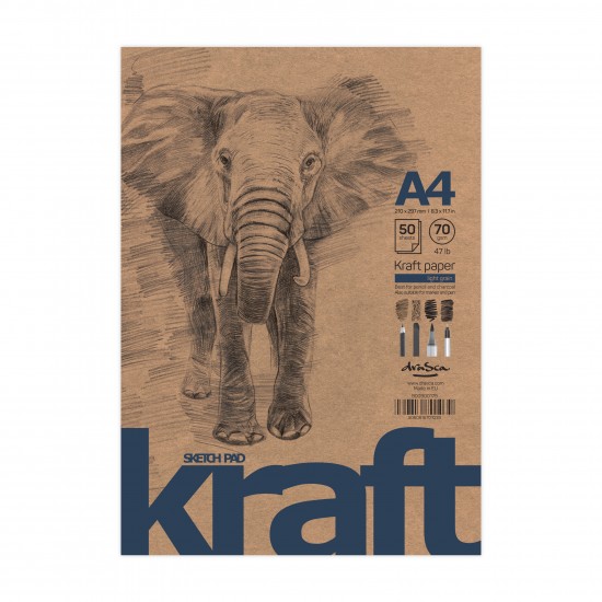 'Elephant Sketch Pad Kraft' лепен A4 (21*29.7 cm) 50 листа крафт хартия 70 g