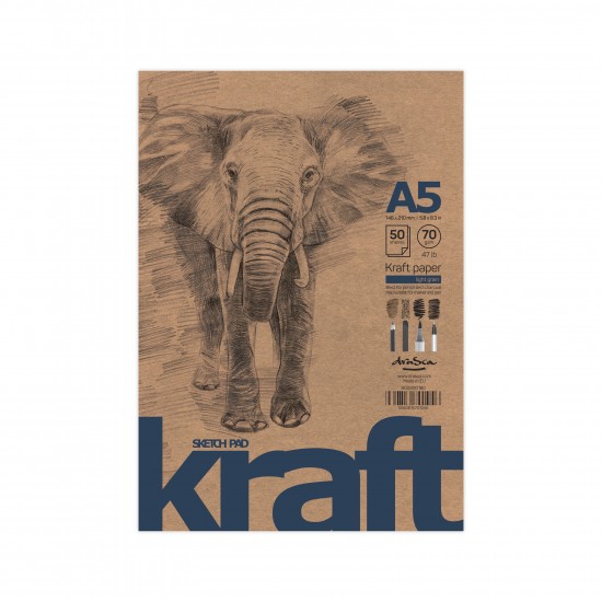 'Elephant Sketch Pad Kraft' лепен A5 (14.8*21 cm) 50 листа крафт хартия 70 g