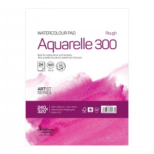 'Aquarelle Rough 300' лепен 24*32 cm 24 листа натурално бял картон 300 g 35% памук