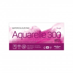 'Aquarelle Rough 300' лепен 9*18 cm 12 листа натурално бял картон 300 g 35% памук