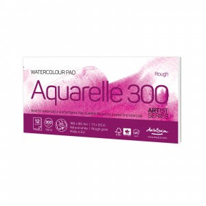 'Aquarelle Rough 300' лепен 9*18 cm 12 листа натурално бял картон 300 g 35% памук