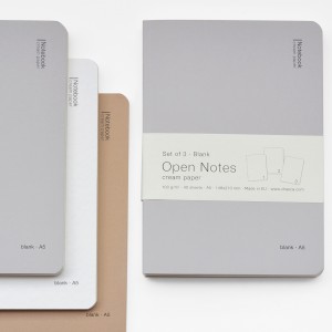 тетрадкa Open Notes кремава хартия 100g, к-кт 3бр A5 40 листа, чисти листи