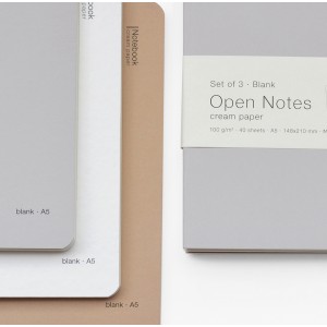тетрадкa Open Notes кремава хартия 100g, к-кт 3бр A5 40 листа, чисти листи