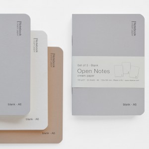 тетрадкa Open Notes кремава хартия 100g, к-кт 3бр A6 32 листа, чисти листи