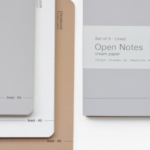 тетрадкa Open Notes кремава хартия 100g, к-кт 3бр A5 40 листа, редове