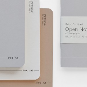тетрадкa Open Notes кремава хартия 100g, к-кт 3бр A6 32 листа, редове