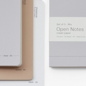 тетрадкa Open Notes кремава хартия 100g, к-кт 3бр A5 40 листа, микс