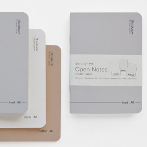тетрадкa Open Notes кремава хартия 100g, к-кт 3бр A6 32 листа, микс